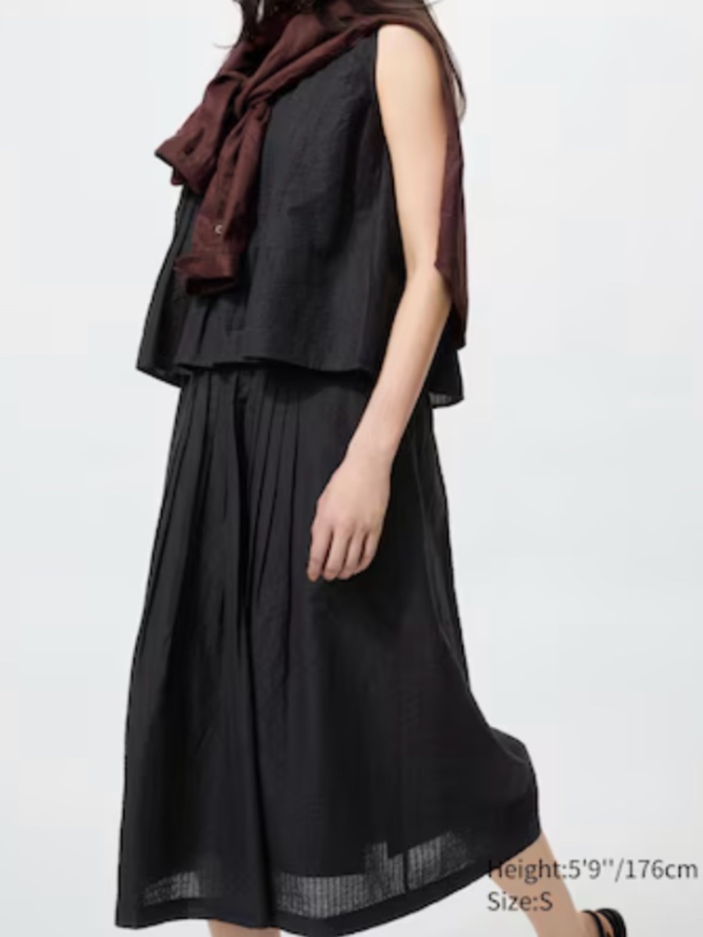 Uniqlo | Skirt | Uniqlo Linen Blend Tuck Long Skirt | Black - Picture 2 of 11